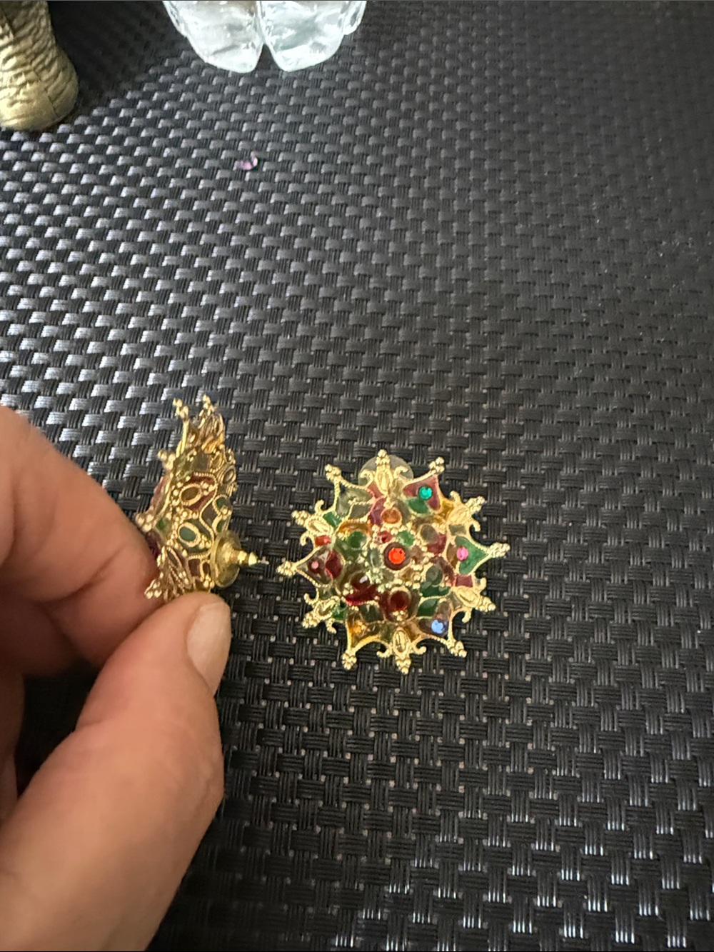 Gold Multicolor Gem Snowflake Brooch - Women Jewelry